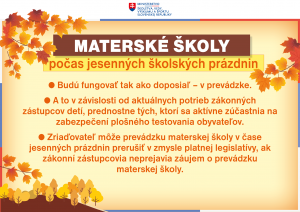 ZMENY ROZHODNUTIA MINISTRA ŠKOLSTVA SR O JESENNÝCH PRÁZDNINÁCH 1