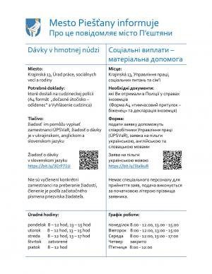 Informácie pre ukrajinské rodiny - dávky v hmotnej núdzi 3