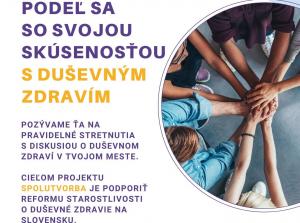 POZÝVAME VÁS NA DISKUSIU O DUŠEVNOM ZDRAVÍ