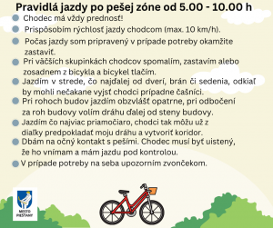 RAŇAJŠÍ VJAZD CYKLISTOV NA PEŠIU ZÓNU JE NAĎALEJ POVOLENÝ