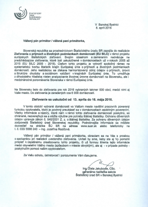 Zisťovanie o príjmoch a životných podmienkach domácností 1
